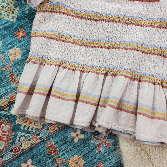 American Eagle Multicolor Stripe Smocked Top Small - Picture 3 of 6